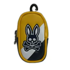 中古 サイコバニー Psycho Bunny ボールポーチ 黄色×紺 イエロー×ネイビー バニー刺しゅうのサムネイル