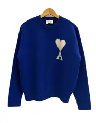 アミアレクサンドルマテュッシ AMI Alexandre Mattiussi アミパリ AMI PARIS ビックハートロゴ入り オーバーサイズ クルーネック ウールニット 青 セーター ブルー Sサイズ 101MT-6234のサムネイル