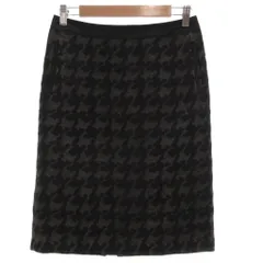 トラサルディ TRUSSARDI STILE 美品 タイトスカート シルク混 アンゴラ混 38 ひざ丈千鳥柄 ハウンドトゥース スリット ポケット付き 黒 ブラック グレー /KB ■GY62のサムネイル