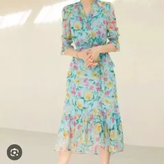 CERRUTI フラワーパータン ラップスタイル ロング ワンピース