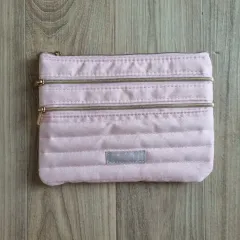 日本輸入 B-THREE ピンク色 ジッパー 3段ポーチ兼 財布のサムネイル