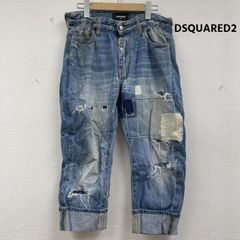 ディースクエアード クロップド 7部丈 ダメージデニム ワッペン 金 ディースクエアード クロップド 7部丈 ダメージデニム ワッペン 金
