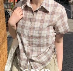 overE ギンガムチェック　パネルライン　長袖シャツ　ブラウス overE ギンガムチェック パネルライン 長袖シャツ ブラウス - メルカリ