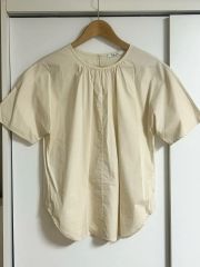 新品/未使用】SA-RAH タイプライターコットン ちび襟ギャザー半袖 