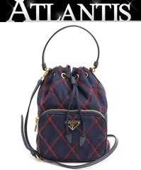 【広尾店】 美品 プラダ PRADA バケットバッグ 2WAYバッグ 三角ロゴ ナイロン ネイビー系 G金具 1BH038 【19046】のサムネイル