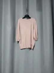 ボタン装飾 7分 ニット Tシャツ
