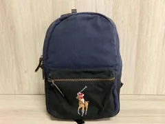 POLO RALRH LAUREN ポロ ラルフローレン リュック ビックポニー刺繍 キャンバス スレ有り ネイビー/ブラック