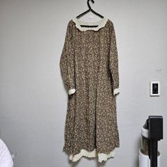 ローラアシュレイ ビンテージ 半袖 水色 水ロング ワンピース シャツ
