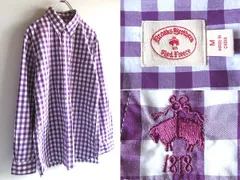 Brooks Brothers Red Fleece ブルックスブラザーズ レッドフリース 羊ロゴ刺繍 ギンガムチェックシャツ BDシャツ M パープル 紫白