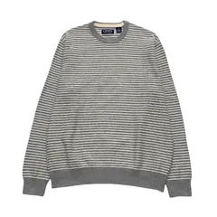 【CHAPS】ボーダーニット｜メンズLサイズ相当｜グレー×ホワイト｜灰×白｜大人カジュアル｜コットンニット｜セーター｜長袖｜古着のサムネイル