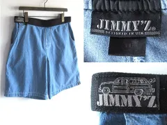 JIMMY'Z ジミーズ EZ-IN-OUT SHORTS ロゴワッペン ライトデニム ベルテッド ショーツ ベルクロ ショートパンツ W34 インディゴのサムネイル