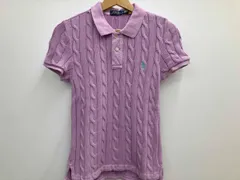 POLO RALPH LAUREN ラルフローレン 水色ロゴ　サマーニット パープル サイズM 