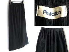 希少 90sビンテージ Plantation プランテーション 1998SS 楊柳 皺加工 ウエストゴム サマーウール ロングスカート M 黒 ブラック 日本製のサムネイル