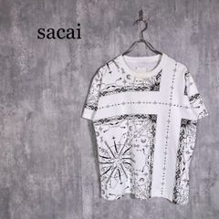 SACAI バンダナ柄袖 ペイズリー 切替 Tシャツ ブラック 3 5008 - メルカリ