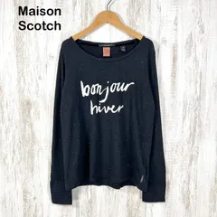 MAISON SCOTCH メゾンスコッチ スリット糸 英字プリント ロングスリーブカットソー ブラックのサムネイル