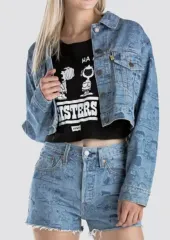 リーバイス×ピーナッツ スヌーピー クロップド デニム ジャケット レディース XSのサムネイル