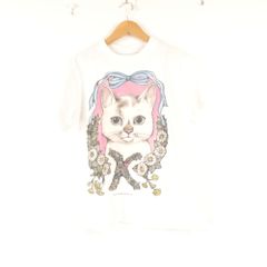 히구치유코 보리스 잡화점 KOHARU 코하루 T셔츠 S 코튼 100% 반소매 매진품 고양이 고양이 컷소우 톱스 레이디스 AU4415A5