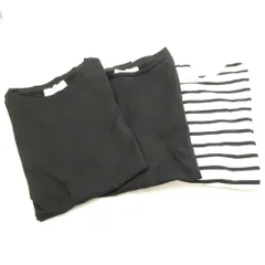美品 SIMPLICITE シンプリシテェ フレンチスリーブカットソー 3点 FREE コットン100% セット 無地/ボーダー柄 黒 白 トップス AU4416A5 