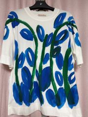 マルニ MARNI カットソー Tシャツ ホワイト ブルー 水彩 アート - メルカリ