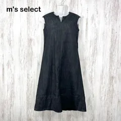 m's select エムズセレクト スキッパー ストレッチ デニム ノースリーブ ワンピース ブラック レディースのサムネイル