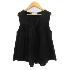 トラッゾドンナ Torrazzo Donna ブラウス カットソー ノースリーブ スリットネック 黒 ブラック /YK45のサムネイル