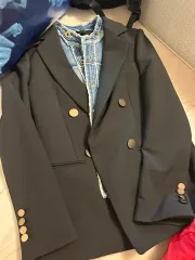 ブラック ダブル ボタン ブレーザー