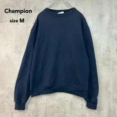 Champion チャンピオン M ネイビー 裏起毛 スウェット トレーナー 無地 目付き ワンポイントロゴ 袖ロゴ ホンジュラス製 オーバーサイズ ビッグシルエット ゆるだぼ ストリート カジュアル 古着 インナー ★ ◇■ ★ ◆■