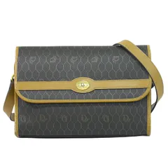 本物 クリスチャン ディオール Christian Dior ハニカム柄 ショルダーバッグ ポシェット PVC ブラック ブラウン バッグ 中古・