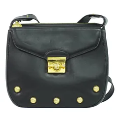 本物 サルヴァトーレ フェラガモ Salvatore Ferragamo レザー ショルダーバッグ ポシェット ブラック バッグ 中古・