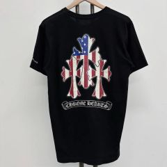 クロムハーツ 星条旗 バックプリント ポケットTシャツ USA製 S 黒