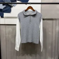 (90) ザラ ZARA レディース カジュアル レイヤード ハーフジップ 長袖 ニット