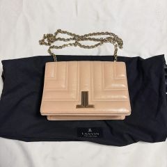 LANVIN ベージュ アイボリー 六角形 ハンドバッグ チェーン ゴールド 