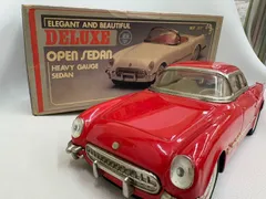 【亘】レトロ ぶりきおもちゃ DELUXE OPEN SEDAN シボレーモチーフ 全長約20ｃｍ以上 車 【8578TY】Ｅ０９