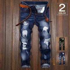 人気商品 スキニーデニム スキニーパンツ ジーパン メンズ ジーンズ デニムパンツ ダメージ加工 Gパン ダメージデニム メンズ大きいサイズ ボトムス メンズファッション
