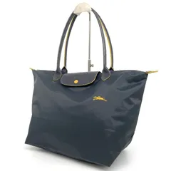 LONGCHAMP ロンシャン ル プリアージュ クラブ トートバッグ Lサイズ ガンメタ イエロー ナイロン レザー 折りたたみ A4収納 PC入る 大容量 軽量 肩掛け 通勤 通学 マザーズバッグ 旅行 トラベル サブバッグ 買い物 マチ広 ロゴ刺繍
