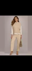 DKNY ケーブル ニット ベスト カシミア アイボリー