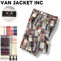 【定番】 日本製 ヴァン ヂャケット VAN JACKET INC パッチワーク ショーツ ショート パンツ ジップアップ 82 チェック柄 マルチカラー アメリカン カジュアル ウェア メンズのサムネイル