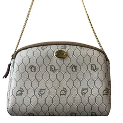 Christian Dior クリスチャンディオール ショルダーバッグ チェーンショルダーバッグ ハニカム PVC ベージュ ブラウン レディース ヴィンテージ