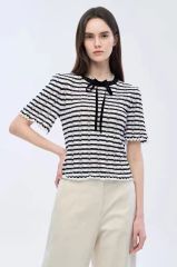 25SS 完売品✨ルルウィルビー ストライプ柄 半袖ニットカーディガン