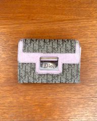 美品】Dior ディオール オブリーク 三つ折り財布 キャンバス ネイビー