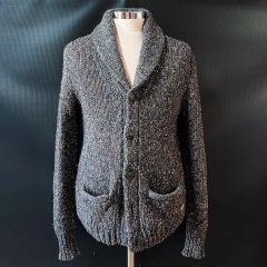 美品「three dots」ショールカラー ウール×リネン ニットジャケット L 