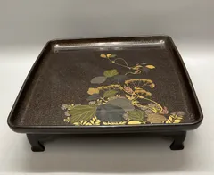 M186 金蒔絵 蒔絵 お膳 足付膳 梨地塗り 漆塗 花絵 大判 アンティーク