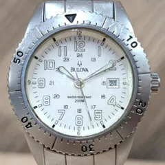 【彦】BULOVA ブローバ 腕時計 BVD101 ダイバーズ クォーツ 白文字盤 200m防水 テスター反応あり SS 電池切れ ベルト社外品 ブランド メンズ【4713SY】E9のサムネイル