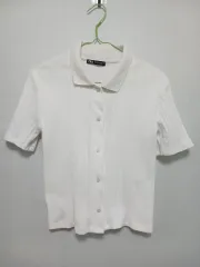 ザラ 白 ゴージ 半袖 カラ Tシャツ