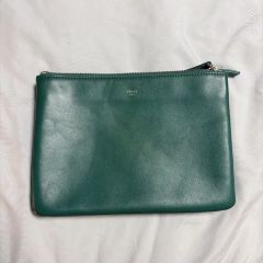 ☆CÉLINE ☆ダークグリーン ヘビ柄 クラッチバッグ - メルカリ