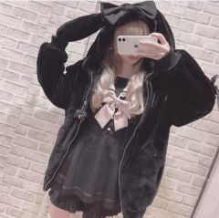 LIZLISA うさみみファーブルゾン 黒 - メルカリ