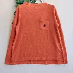 美品✨ フラッシュブルー FLASH BLUE 長袖 カットソー オレンジ  刺繍 ロゴ ワンポイント 無地  クルーネック 丸首 薄手 シンプル  ナチュラル ベーシック デイリー 通学 通勤のサムネイル