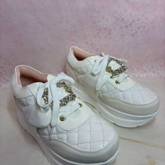 極美品 t.b センソユニコ 厚底 ハイカットスニーカー ホワイト 23.5cm
