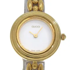 【GUCCI】グッチ チェンジベゼル 11/12.2 金メッキ ゴールド クオーツ アナログ表示 レディース 白文字盤 腕時計