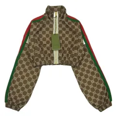GUCCI グッチ 671495 XJD1G インターロッキングG シェリーライン サイドライン ショート丈 トラック ジャケット ジャージ ブラウン系 XXXS【極上美品】【中古】のサムネイル